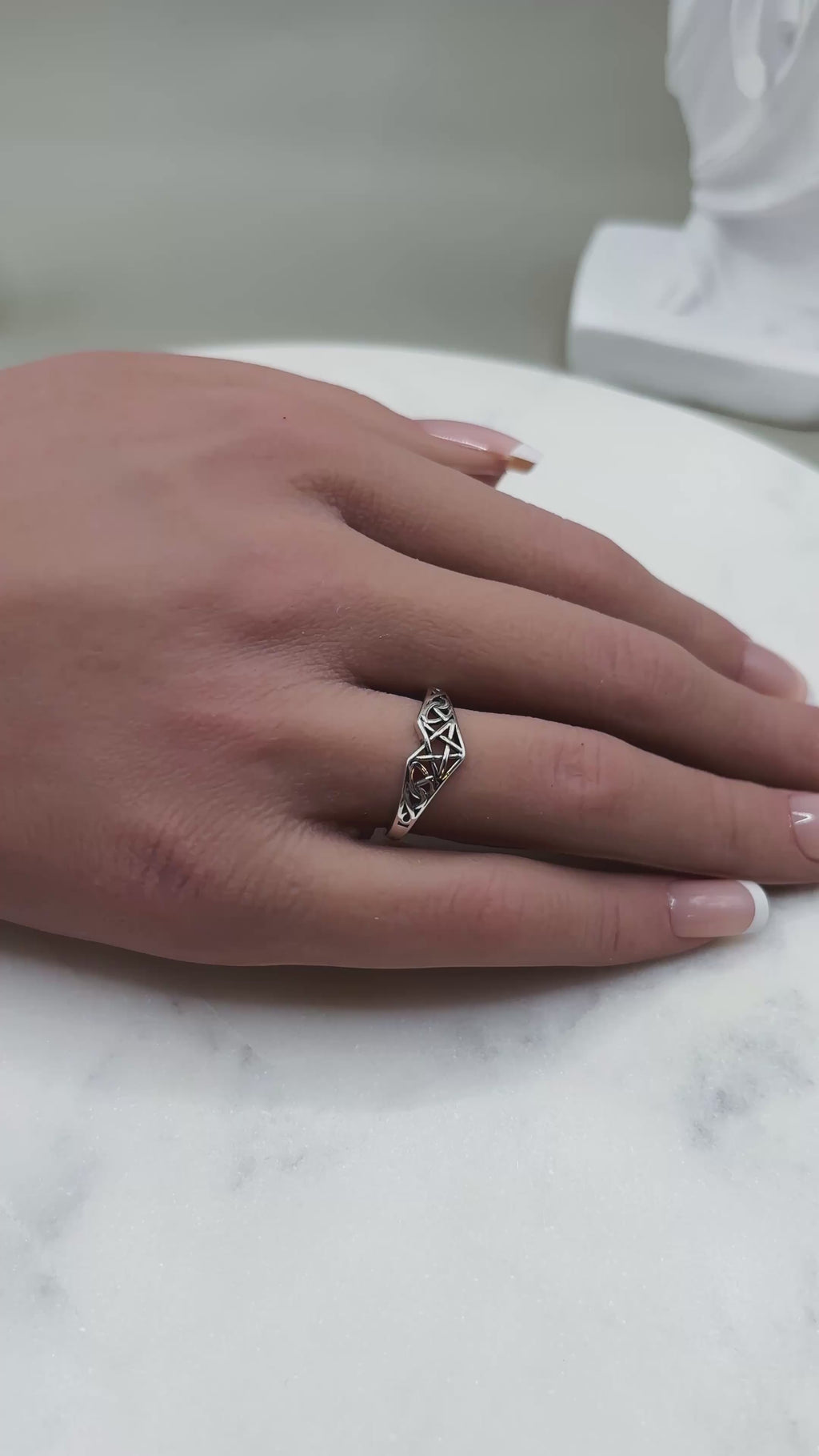 Celtic Knot Silver Ring, Minimalist 925 Sterling Silver Band, Symbolic Eternal Knot Ring, Everyday Jewelry